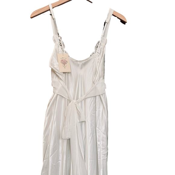 Bloom Jonquil GOWN LONG Bridal White Beaded Camisole Small TAGS ON Silky Wedding - Picture 3 of 15